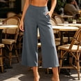 thumbnail image 3 of Lenpel Wide Leg Capri Pants for Women High Waist Baggy Cropped Trousers Comfy Flowy Casual Workout Yoga Capris, 3 of 5