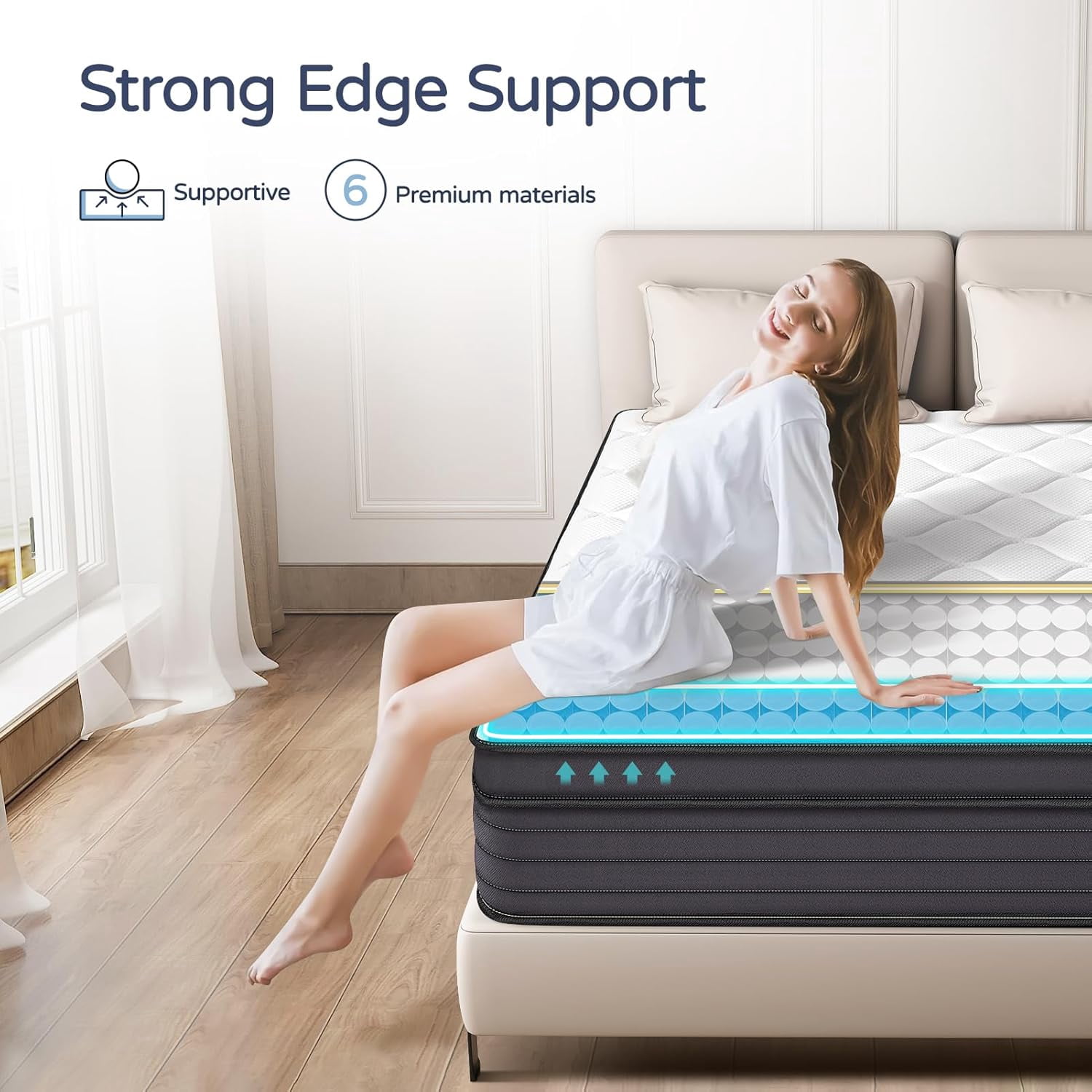 Queen Mattress - 14 Inch Hybrid Queen Size Mattress in a Box, Gel Memory Foam Matress with Motion Isolation and Pressure Relief, Strong Edge Support and Pocket Springs, Medium Firm