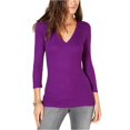 thumbnail image 1 of Camiseta básica con cuello en V para mujer de INC, Púrpura, X-Large I-N-C Camiseta básica, 1 of 1