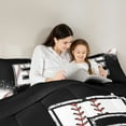 thumbnail image 4 of Manfei Baseball Sport Bedding Comforter Set 7pcs for Kids Teens, Black White King Bedding Sets, Monogrammed Letter E Bed Sheets, Microfiber Bedroom Decor, 4 of 8