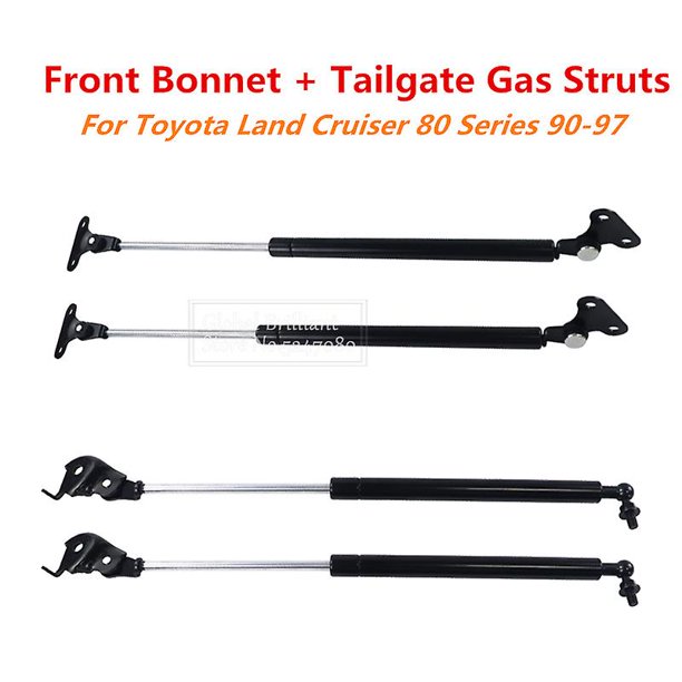 Pair Bonnet + Pair Tailgate Gas Struts Lift Support For Toyota Land Cruiser 80 Series 90-97 Front Bonnet Length 47cm Tailgate