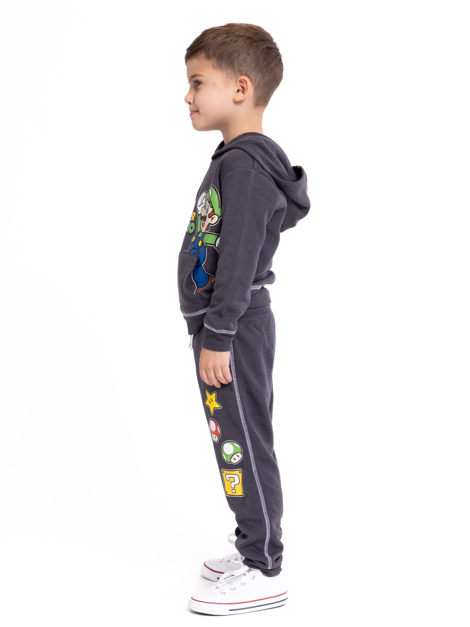 Super Mario Brothers Toddler Boys Jogger Set with Hood Outfit Set, 2 Piece, Sizes 12 Months to 5T
