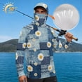 thumbnail image 3 of SEANATIVE Fishing Hoodie with Mesh Mask for Men Sun Protection Full Face Neck Coverage Breathable Comfortable Performance Fishing Shirt Rash Guard, S, Daisy Patchwork Print Blue, 3 of 7