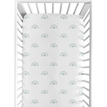 UPC: 0846480089827 | Boho Rainbow White and Blue Fitted Crib Sheet by Sweet Jojo Designs