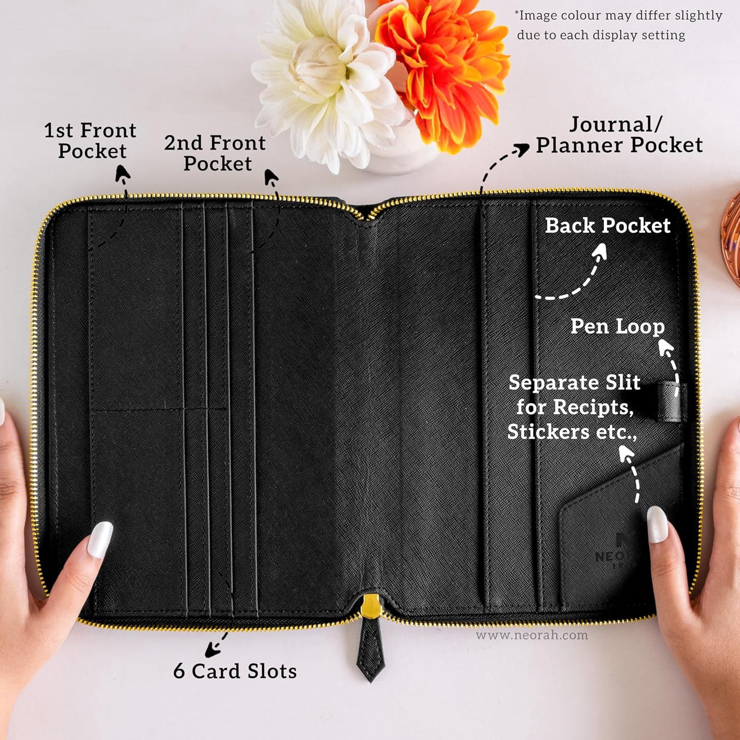 A5 Travel Journal Notebook Organizer with Dot Grid Insert - Vegan Leather Sleeve for Office Diary Planner