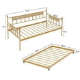 thumbnail image 6 of PORKISS Metal Daybed, Steel & Wood Daybed with Trundle and Metal Frame, Modern Sofa Bed with Twin Size Frame, Classical Daybed for Bedroom, Apartment, and Living Room, Natural & Golden, 6 of 11