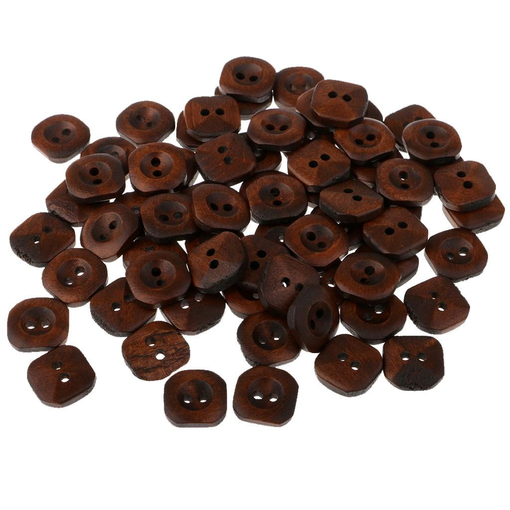 GUOOL 6x 100 Pieces Wooden Flatback -Holes Buttons for Sewing Clothing Buttons Repair 13mm