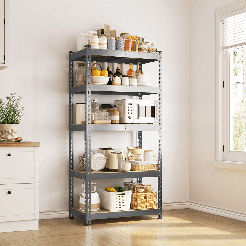 Alden Design 5-Tier Adjustable Steel Storage Rack, Dark Gray