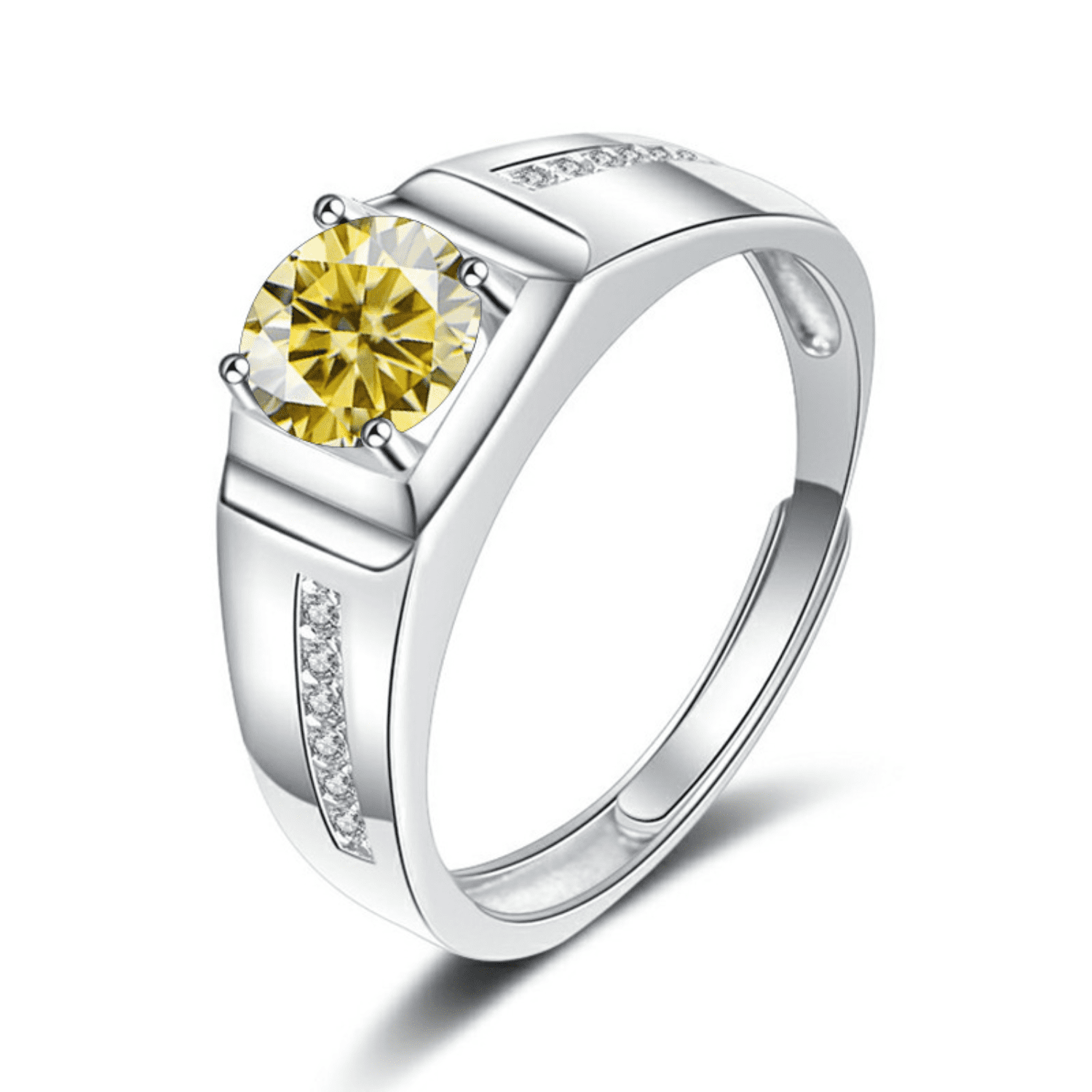 2 Carat D Color VVS1 Moissanite Men's Engagement Ring - 925 Sterling Silver With Certificate