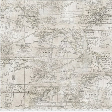 Tim Holtz Monochrome Expedition Parchment Cotton Fabric By The Yard