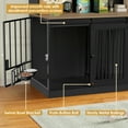 thumbnail image 4 of Homfa Tall Dog Crate Furniture with Hutch, 4 Metal Doors Kennel with Swivel Bowl Brackets Sets, Dog Feeding Station with Glass Doors and Adjustable Shelves, Black & Brown, 4 of 7