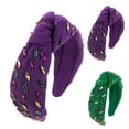 thumbnail image 5 of LSQii Headbands for Women Mardi Gras Outfit Non Slip Clip Wide Head Band Sparkle Sequin Glitte Masquerade Fashion Party Accessories Carnival Purple, 5 of 5