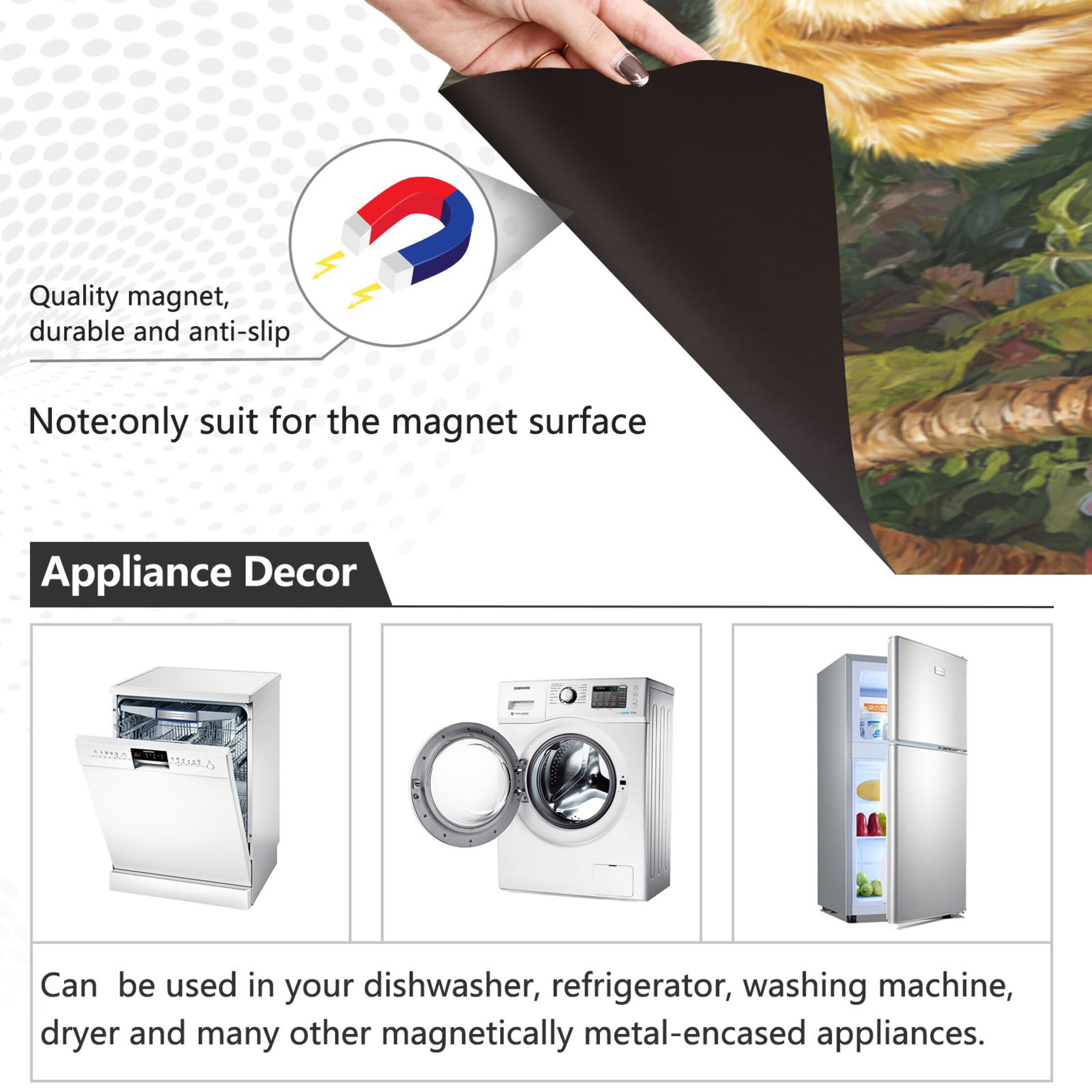 Dishwasher Magnetic Refrigerator Magnet Cover Sticker Home Decorative 23"x26" Golden Retriever with Scarf