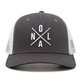 thumbnail image 2 of International Tie Premium New Orleans NOLA Hat for Men and Women – Snapback Trucker Baseball Cap (Grey/White), 2 of 3