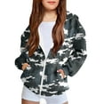 thumbnail image 2 of YUNAFFT Boys Girls Hooded Sweatshirt Camo Print Full-Zip Casual Sporty Design Military Streetwear Urban Style, 2 of 8