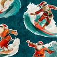thumbnail image 2 of QT Fabrics Christmas Surfing Santas on Teal 100% Cotton Price per Yard, 2 of 3
