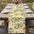 thumbnail image 4 of Summer Lemon Table Runner 72 Inches, Tropical Botanical Leaves Yellow Plaid Bed Runner Dresser Scarves Tabletop for Indoor Outdoor Parties/Ceremony/Banquet, 14" x 72", 4 of 9
