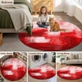 thumbnail image 5 of Round Rugs 8Ft, Red Round Area Rug Washable Indoor Throw Carpet, Modern White Oil Painting Art Abstract Large Non Slip Circle Rug for Kids Room RV Home Decor Aesthetic, 5 of 8