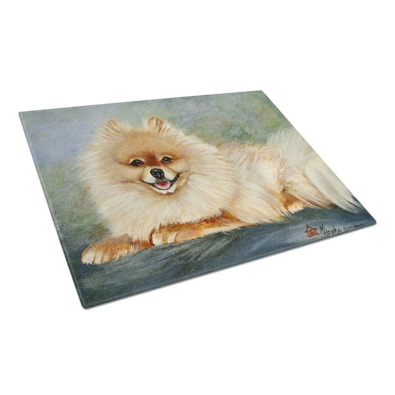 Caroline's Treasures Pomeranian Full Body Glass Cutting Board Large