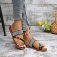 thumbnail image 5 of Juebong Rhinestone Slide Sandals for Women Flat,Cute Flat Toe Ring Thongs Sandals Clip Toe Flip Flops Boho Casual Flat Slippers Beach Shoes, 5 of 5
