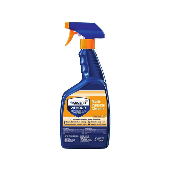 24-Hour Disinfectant Multipurpose Cleaner, Citrus, 32 Oz Spray Bottle | Bundle of 5 Each