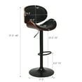 thumbnail image 2 of Costway Set of 2 Bentwood Barstool Mid-Century Adjustable Swivel PU Leather Curved Back, 2 of 12