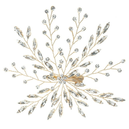 Wedding Hair Pieces HDE Bridal Hair Clip Accessories Vintage Silver Wedding Hair Piece Flower Leaves Pave Brooch ()