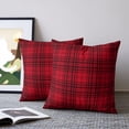 thumbnail image 2 of Pillow Covers 24x24 Set of 2, Buffalo Plaid Throw Pillow Covers Decorative Couch Cushion Cover, Crimson Red Farmhouse Gingham Striped Microfiber Soft Square Pillowcases for Bedroom Living Room Sofa, 2 of 9