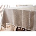 thumbnail image 3 of Mantel con borlas Mantel de algodón y lino fácil de limpiar Mantel gris Mesa de centro rectangular Ormromra LKX-0022-8, 3 of 7