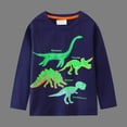 thumbnail image 2 of Bjutir Boys Tops Toddler Little Kids Girls Luminous Animals Long Sleeve Shirt Tees Clothes Long Sleeve Crew Neck Cute Print Boy Shirts,Dark Blue,7-8 Years, 2 of 6