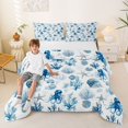 thumbnail image 2 of spefrowx Blue Octopus Starfish Full Size Comforter Sets for Kids, Watercolor Coral Sealife Bedding Comforter Set, Reversible, 3 Pieces, 1 Comforter and 2 Pillowcases, 2 of 6