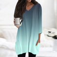 thumbnail image 4 of Duoif Shirts for Women, Womens Tunics to Wear with Leggings Summer 3/4 Length Sleeve V Neck Tshirts with Pockets Long Blouses Casual Ladies Tops and Blouses Mint Green XXL, 4 of 7