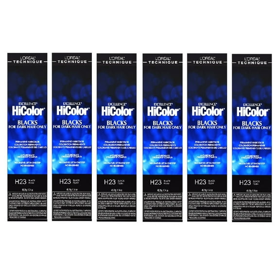 L'Oreal Excellence HiColor H23 Black Plum Permanent Hair Tint HC-30655 (6 Pack)