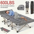 thumbnail image 2 of 75" Outdoor Folding Bed with Flip Mattress, Portable Heavy-Duty Guest Bed for Camping & Travel, 600Lbs Capacity, Includes Carry Bag, Gray/Grayblue, 2 of 11