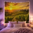 thumbnail image 2 of Vineyard at Sunset Over Hills Peaceful and Romantic Painterly for Wine Enthusiasts Vineyard Wall Art Housewarming Gift Tapestry Wall Hanging for Bedroom and Living Room, 2 of 7