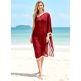 thumbnail image 3 of HAPPY BAY Women's Beachwear Swimsuit Coverups for Women Summer Swim Beach Dress Cover ups for Swimwear Women Loose Wear Bathing Suit Cover-up 1X-2X Maroon_AC685, 3 of 5