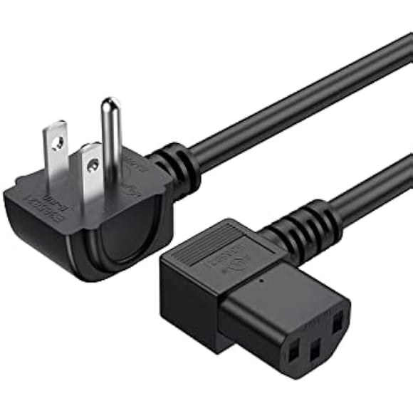 xixishop 6 Feet 18 AWG Universal Power Cord for NEMA 5-15P Angle Type to IEC320 C13 Angle Type Cable, 1.8M / Black