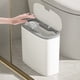thumbnail image 2 of Ounissouiy Bote de basura pequeño sin contacto duradero con tapa Bote de basura automático eficiente y elegante para baño Suministros de limpieza para el hogar blanco 30.5*28.5*15cm, 2 of 6