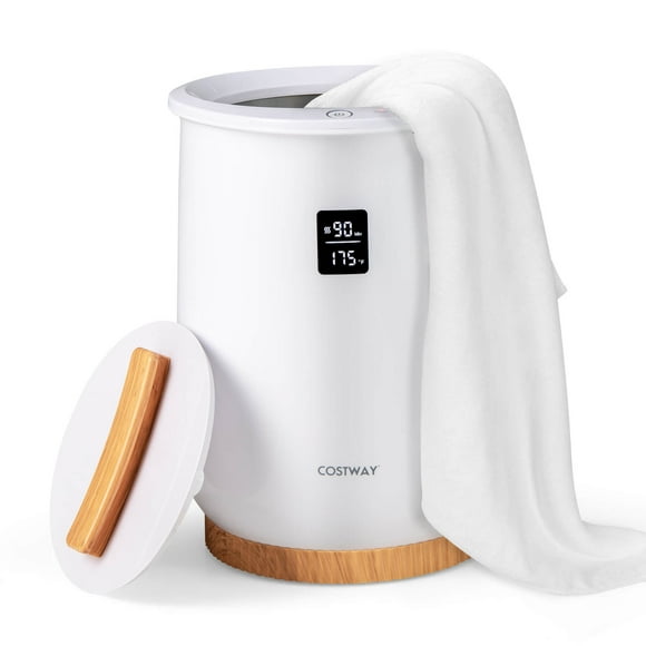 Costway 20L Bathroom Towel Warmer Bucket with Fragrance Holder & LED Display White