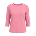 thumbnail image 5 of cocolona Womens Solid Color 3/4 Sleeve Tops Crew Neck Basic Loose Shirt Dressy Casual Outfits Blouses, 5 of 6