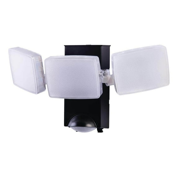 270° Black Motion Sensor Battery Powered Outdoor 3-Head Dusk to Dawn LED Security Flood Light 1300 Lumens