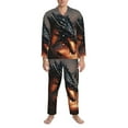 thumbnail image 3 of Fotbe Fiery Black Dragon Attack Pijama de Hombre con Estampado de Manga Larga, Conjunto de 2 Piezas, Ropa de Dormir Suave y Cómoda con Bolsillos-Large, 3 of 7