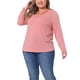 thumbnail image 4 of Blusas de mujer de tallas grandes Agnes Orinda, camisetas de cuello en V cruzado, casuales, de manga larga, talla 2X, color rosa, 4 of 6
