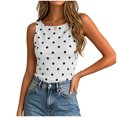 thumbnail image 4 of idosla Women Polka Dot Tank Tops Sleeveless Crew Neck Print Basic Casual Slim Fit T Shirt Y2k Trendy Going Out Top (White, S), 4 of 6