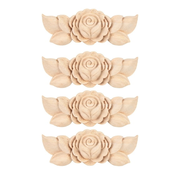 Apliques de esquina tallados Sincero con flores estilo vintage para gabinete de puerta Juego de 4