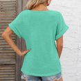 thumbnail image 6 of TKLPEHG Womens Tops Dressy Casual V-Neck Button Basic Tshirt Solid Color Lightweight Loose Short Sleeve T Shirt Fashion Comfy Summer Clothes Blouses (Green,M), 6 of 8