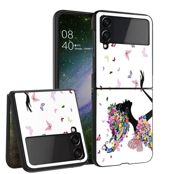 ANJ Hard Protective Printed Case Cover Compatible with Samsung Galaxy Z Flip 4 - Butterfly Fairy