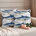thumbnail image 2 of Coastal Fish Outdoor Waterproof Pillow Covers, Oil Painting Vintage Nautical Beach Decorative Square Throw Pillowcase Sofa Cushion Sham for Patio/Couch/Chair, 18"x18" 2 Pack, 2 of 8