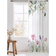 thumbnail image 3 of Sheer Curtains 84 Inches Long, Spring Flowers Semi Sheer Curtains Light Filtering Window Treatment, Botanical Tulips Eucalyptus Leaves Privacy Voile Drapes for Living Room Bedroom 52x84 Inch, 3 of 7