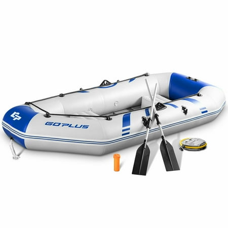 Goplus 2-3 Persons Inflatable Fishing Boat w/ Oars and  Air Pump Water